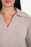 Arch4 Taupe Cashmere V-Neck Polo Sweater Size L
