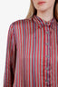 St. John Red/Blue Striped Silk Button Up Blouse Size XS