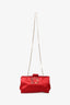 Roger Vivier Red Satin 'Soft Flowers' Pochette With Chain
