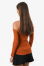Khaite Rust Brown Ruched Off-the-Shoulder 'Zuri' Long Sleeve Top Size XS