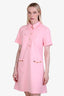 Gucci Pink Knit Collared Button Down Horsebit Logo Shift Dress Size 42