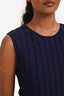 Carolina Herrera Navy/White Stripe Knit Sleeveless Dress Size S