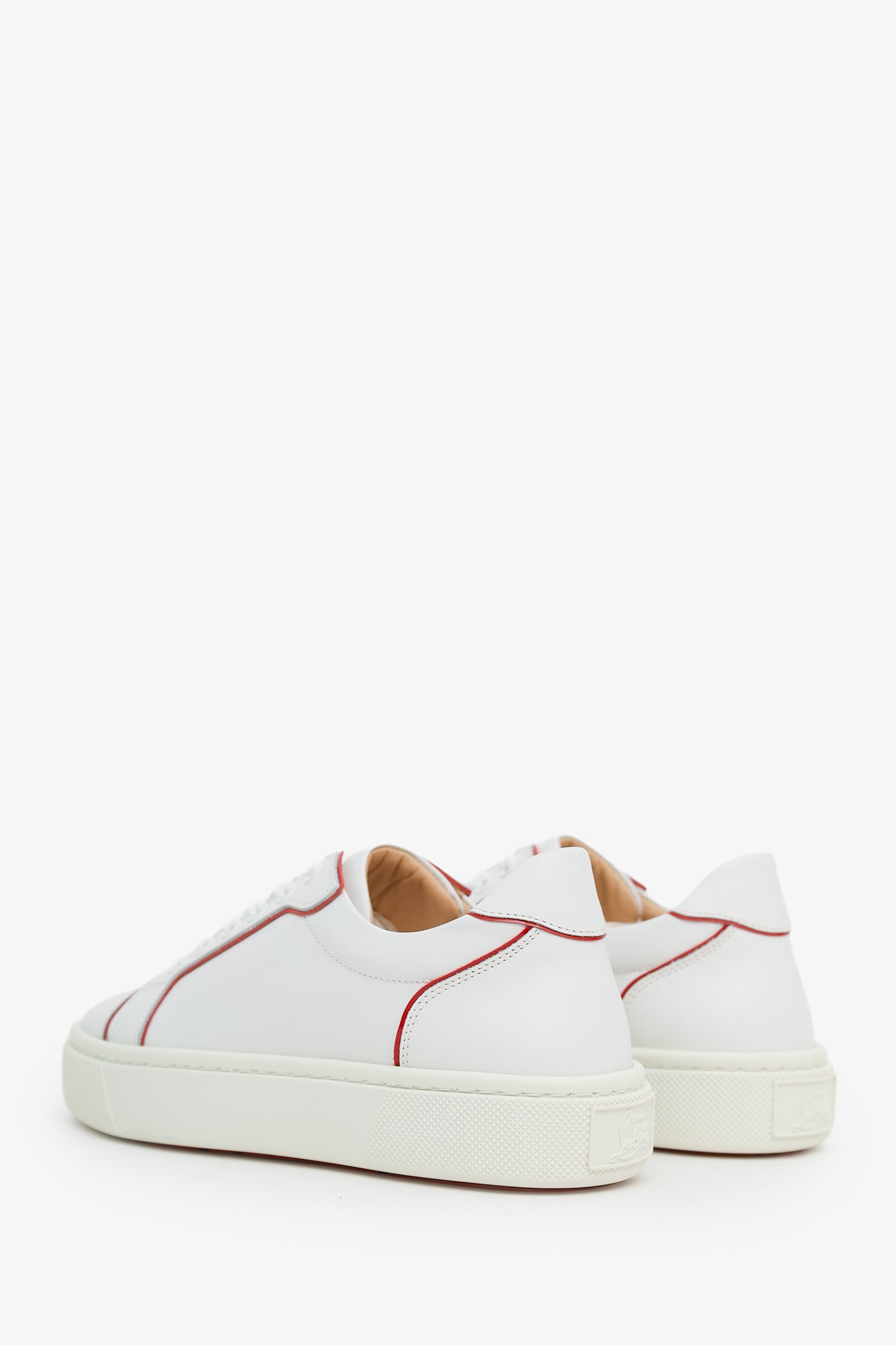 Christian Louboutin White Leather Red Trim Low Top Sneakers Size