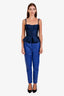 Magda Butrym Blue Sheep Leather High Waisted Tapered Pants Size 34