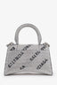 Balenciaga Silver Crystal Hourglass XS Top Handle with Strap