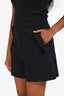 Sandro Navy Pleated High Waisted Shorts Size 38
