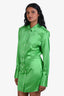Frame Green Silk Strong Shoulder Mini Dress Size XS