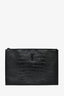 Saint Laurent 2018 Black Croc Embossed Large Zip Document Holder