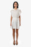 Isabel Marant Etoile White Cotton Lace High-Neck Short Sleeve Mini Dress Size 34
