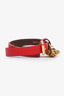 Alexander McQueen Red Leather Gold Skull Double Wrap Bracelet