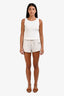 Celine Cream Cotton Logo Micro Shorts Size M