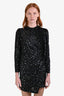A.L.C Black/Gold Velvet Mock Neck Long Sleeve 'Jane' Mini Dress Size 0