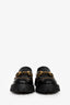 Gucci Black Leather Horsebit Bee Embroidered Platform Loafers Size 37