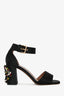 Marni Black/Multicolour Satin Embellished Crystal Block Heels Size 39