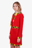Moschino Couture Red Cashmere Wool Sleeveless Logo Dress and Sweater Set Size US 8