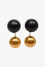 Christian Dior Black/Gold Tone 'Tribales' Logo Earrings