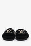 Mule de confort plate Louis Vuitton Paseo en shearling noir à monogramme géant, pointure 38
