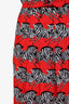 Gucci Orange Silk Zebra Print Neck Tie Blouse with Midi Skirt Set Size 42