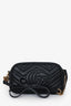 Gucci Black Chevron Leather GG Marmont Small Camera Crossbody Bag