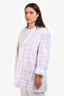 Jacquemus Le Coup de Soleil White/Purple Plaid Printed Linen Blend Blazer Size 40