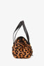 Saint Laurent Brown Leopard Print Pony Hair Studded Flap Top Handle Bag