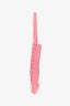 Prada Pink Raffia Crochet Logo Embroidered Tote Bag