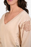 Chloe Sweet Ivory Cashmere Flower Embroidered Sweater Size XS
