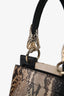 Roberto Cavalli Black/Beige Python Leather Top Handle Bag with Strap