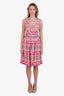 Prada Pink/Multicolour Cotton Midi Length Dress Size 40