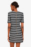Balmain Grey Striped Sequin Mini Dress Size 38