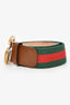Gucci Green/Red Web Brown Leather GG Belt Size 90/36
