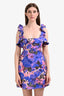 Zimmermann Purple Linen Floral Print 'High Tide' Mini Dress Size 2