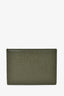 Thom Browne Green Pebble Grain Leather Note Compartment Card Holder
