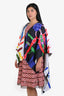 Hermès White/Red Multicolour Cashmere Silk Blend Graphic Printed Petit H Cape