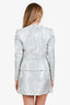 Louis Vuitton Spring Summer 2018 Collection Silver Tweed Pattern Evening Jacket  + Skirt Set Size 38/36