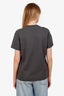 Ganni Grey Cotton Logo T-Shirt Size S