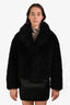 Meteo Yves Salomon Black Wool Fur Jacket Size 34