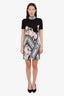 Roberto Cavalli Black/Navy Printed Short Sleeve Mock Neck Dress Size 42