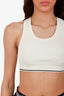 Pre-loved Chanel™ 18P Cream Ribbed Knit Embossed CC Cropped Tank Top Size 36