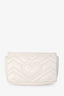 Gucci White Leather Chevron Quilted Mini GG Marmont Crossbody Bag