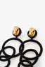 Oscar de la Renta Black Beaded Clip On Earrings