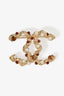 Pre-loved Chanel™ 2018 Gold Tone Tricolour Stone CC Brooch