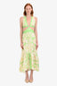 Sandro White/Green Pattern Cut Out Maxi Dress Est Size S