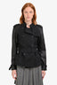 Burberry Black Cotton Leather Double Breasted Extra Short Trench Coat With Belt Estimated Size S