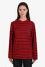 Miu Miu 2024 Black/Red Pocket Logo Stripe Long Sleeve Shirt Size XS