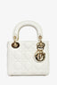 Christian Dior 2022 White Leather Cannage Mini Lady Dior with Chain
