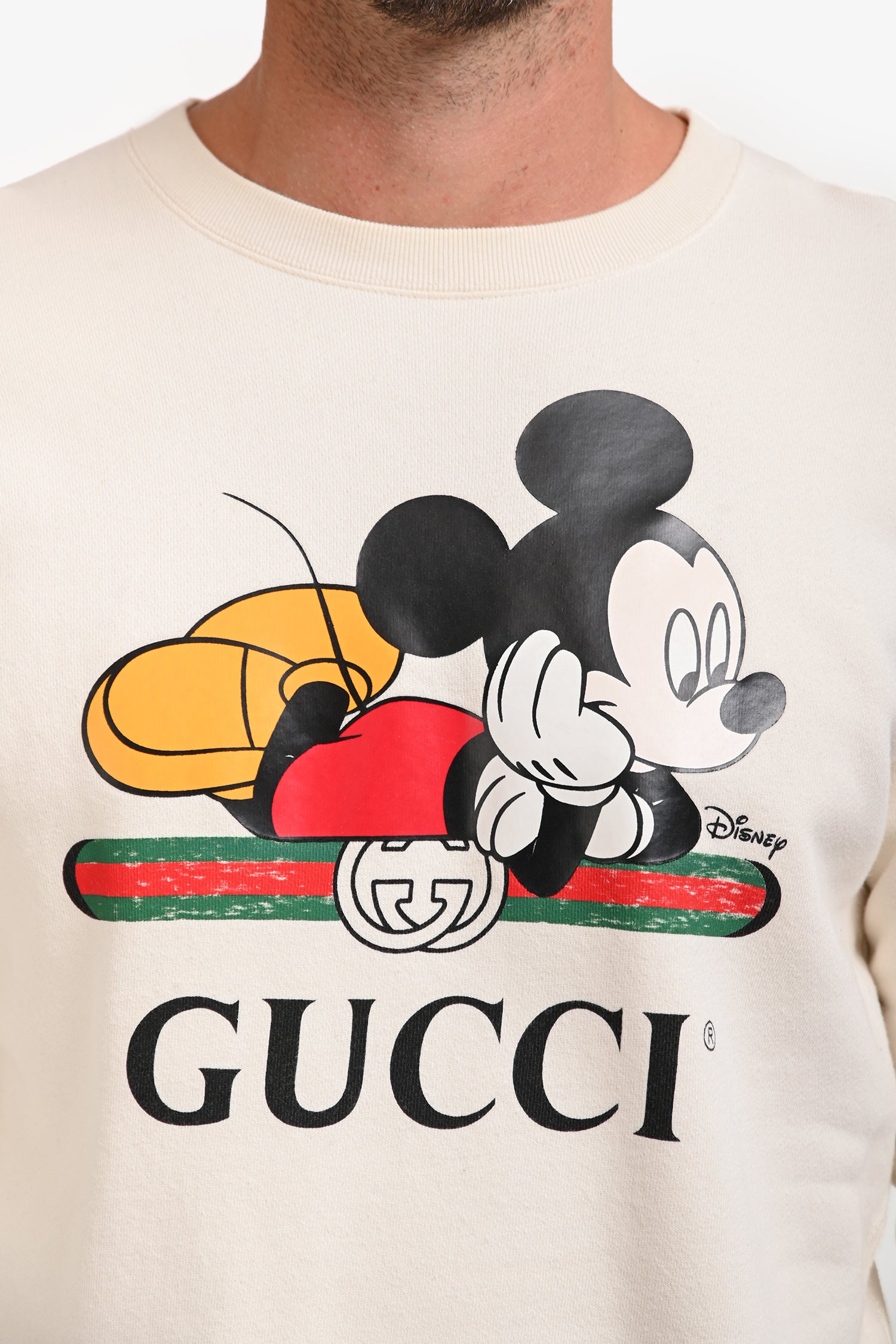 コ*ア様 GUCCI x Disney ミッキー セーター クリーム Gucci x Disney Cream Cotton Mickey Mouse Printed Sweatshirt Size M