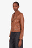 Maje Brown Biker Cropped Jacket Size 38