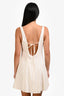 Solid And Striped White Linen Blend Mini Dress Size M