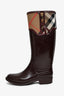 Burberry Burgundy Rubber Nova Check Zip Boot Size 36